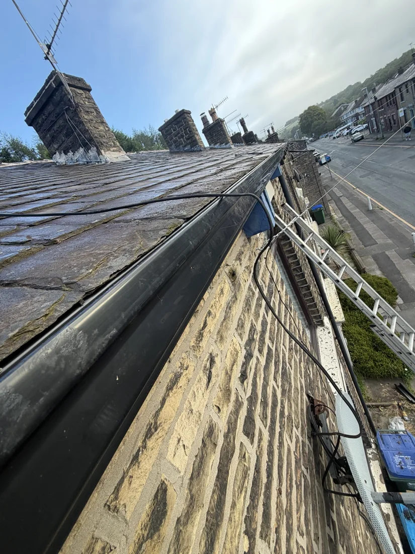 Gutter installation on stone property