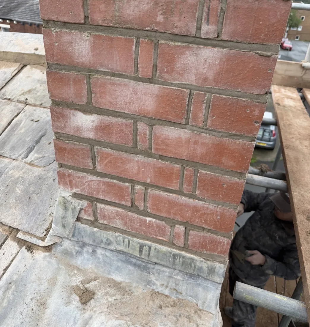 Chimney repointing and flashing