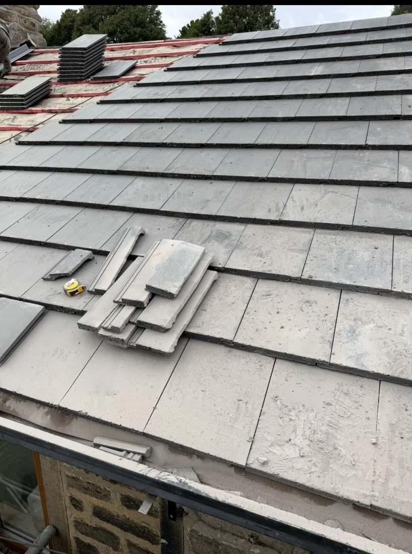 Roof tiling in progress